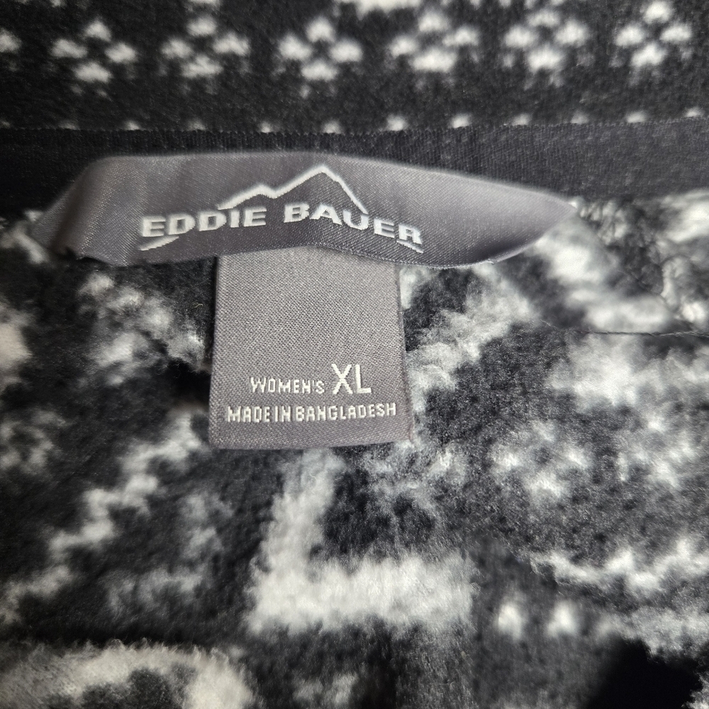 Eddie Bauer Black and White Womens Aztec Quarter Zip XL - Picture 4 of 5